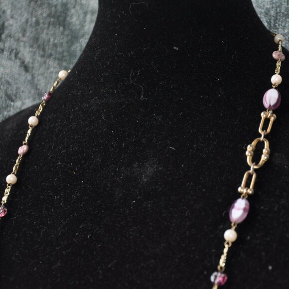 RARE Vintage DE WAN ITALY Necklace Gold Tone Signed Single Stand 37" - Picture 3 of 15